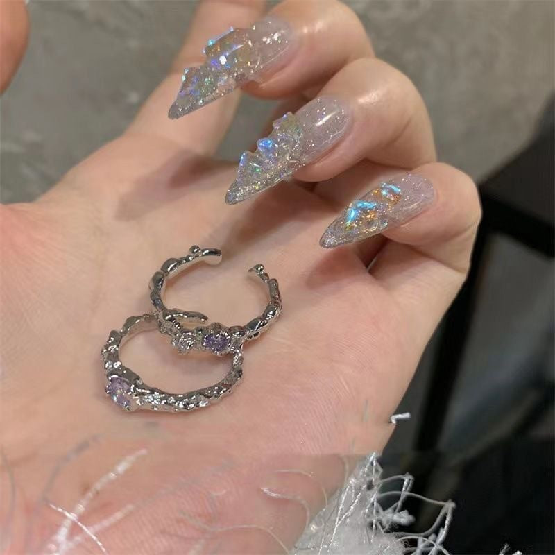 Lava Purple Diamond Light Luxury Ring Female High Sense