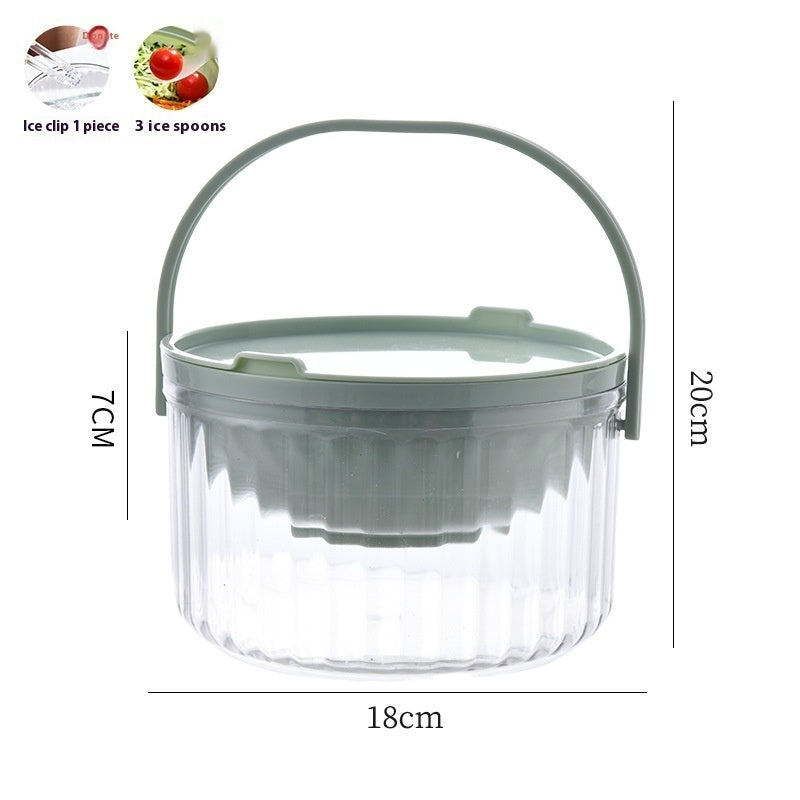 Iced Fresh-keeping Salad Bowl Round Clear With Cover Picnic Storage Box