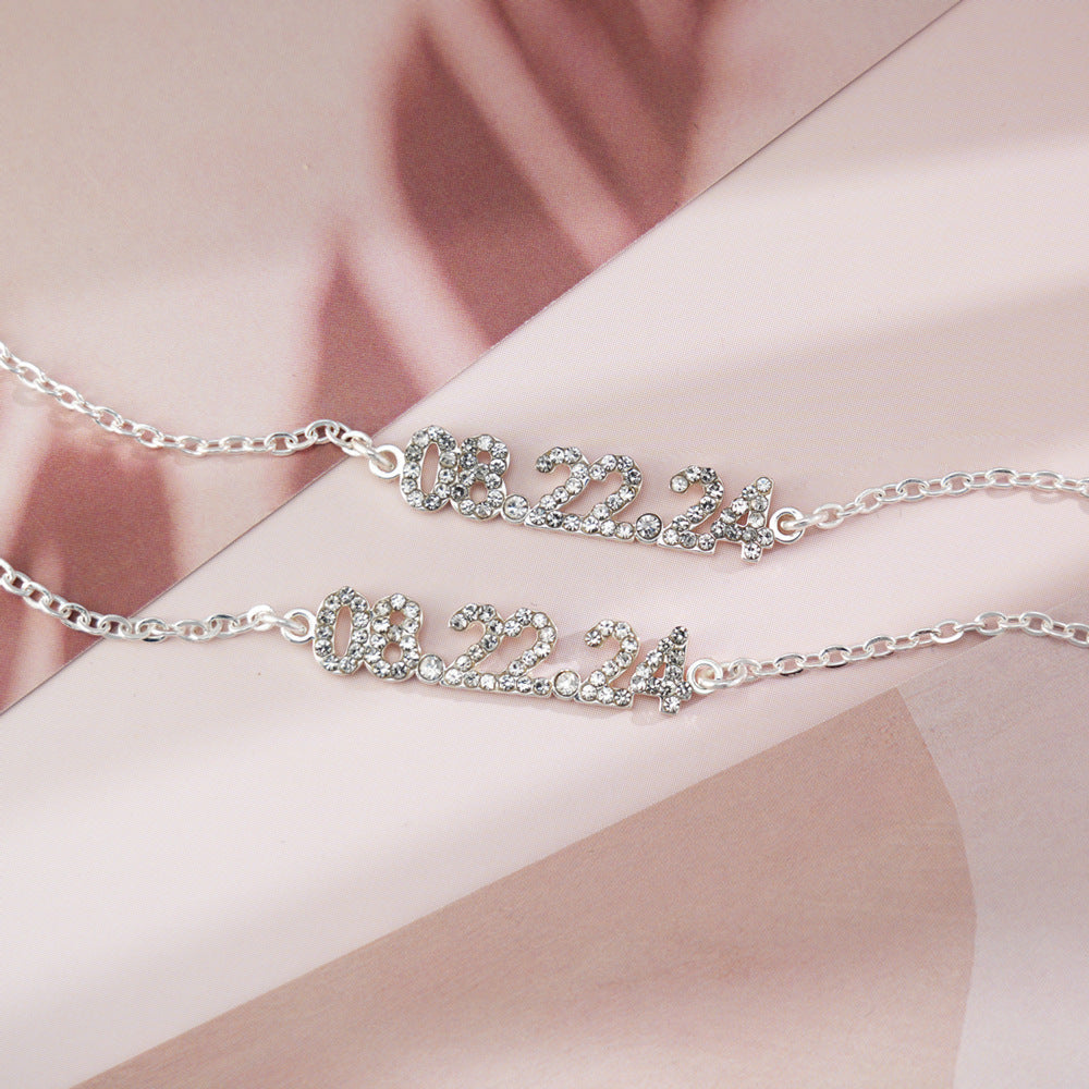 Stainless Steel Diamond Studded Digital Bracelet, Non Fading Necklace