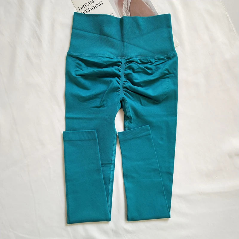 Seamless Sport Yoga High Waist Pants Leggings Sport See Through Yoga Gym Running Quick Dry Pants Scrunch Butt Pants - EL CHEG