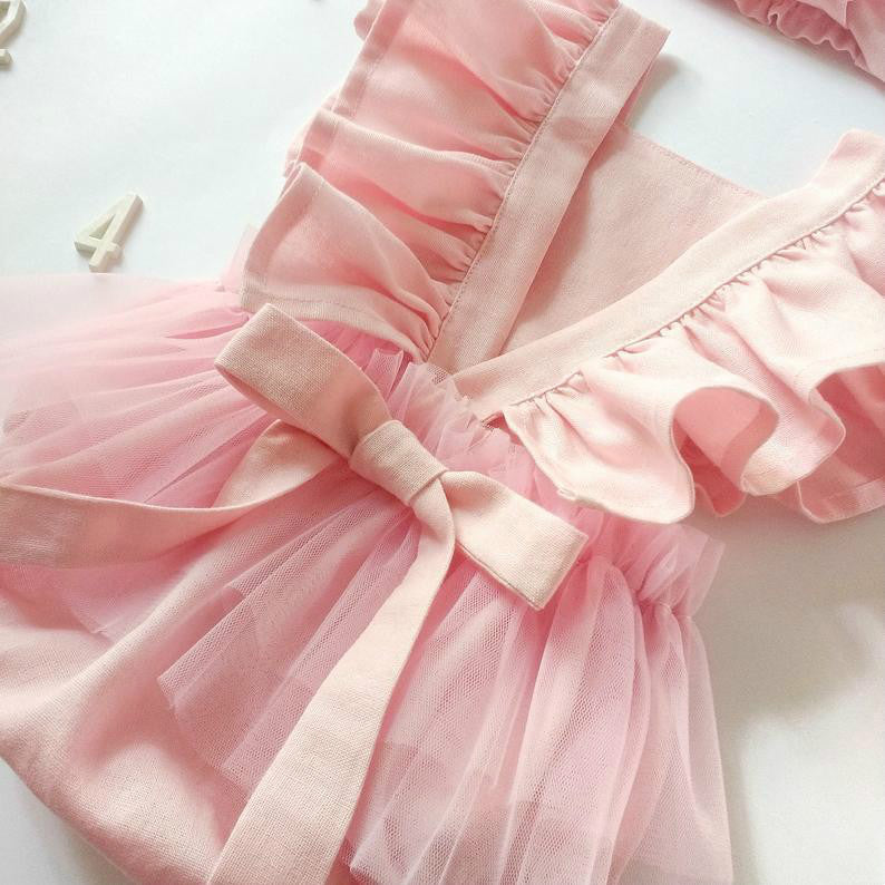 Newborn Cotton And Linen Romper Solid Color