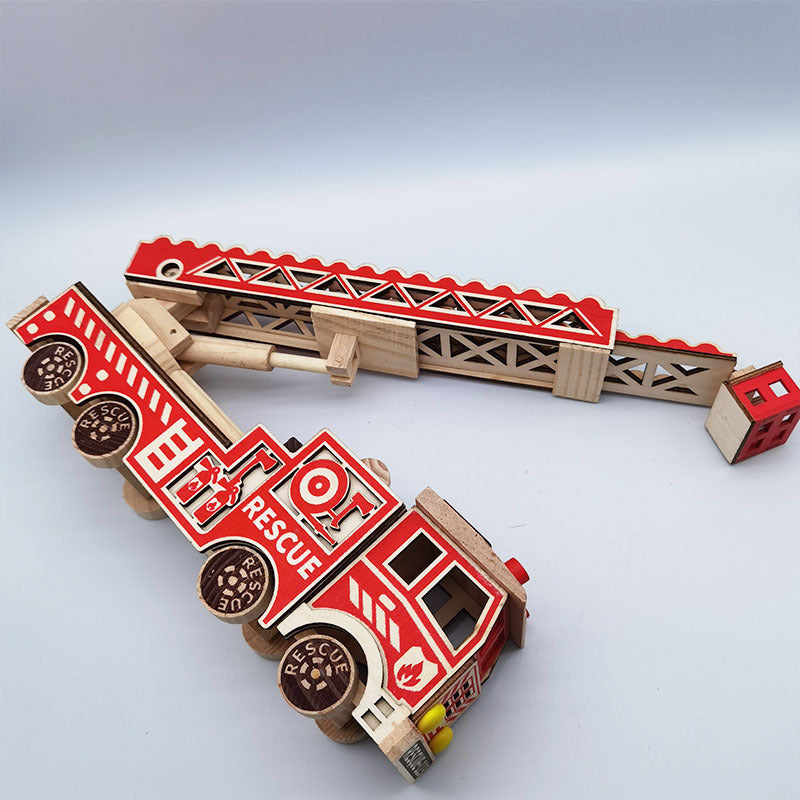 Wooden Fire Fighting Recovery Vehicle Adjustable Toy.