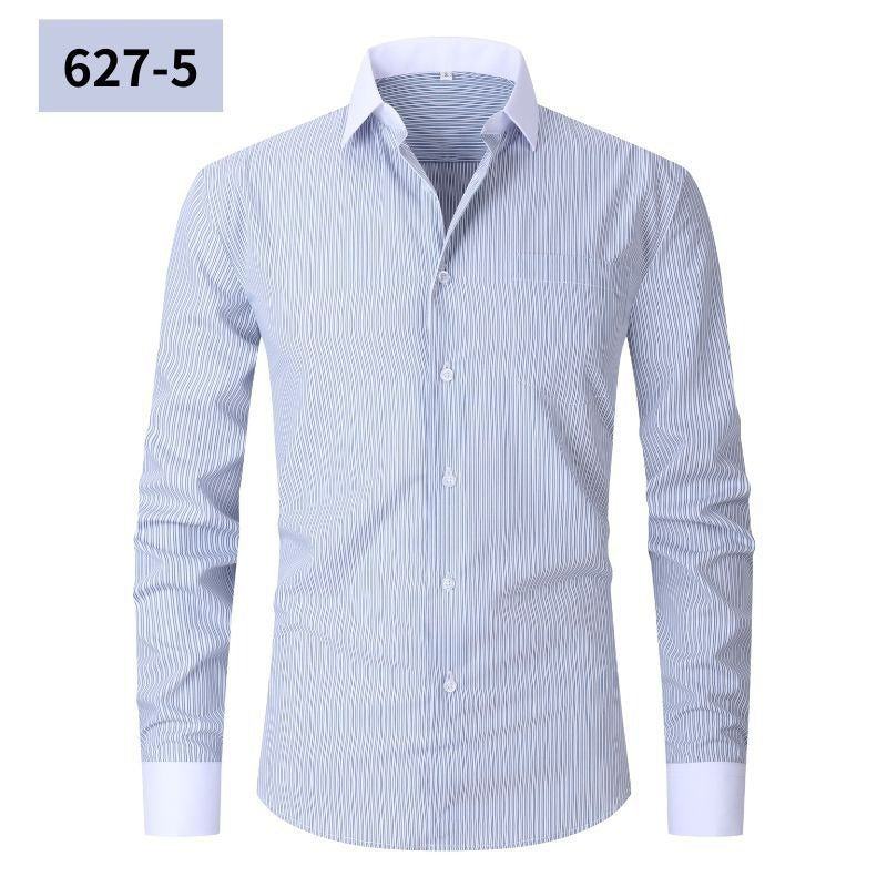 Plus Size Men's Casual American-style Long-sleeved Striped Shirt
