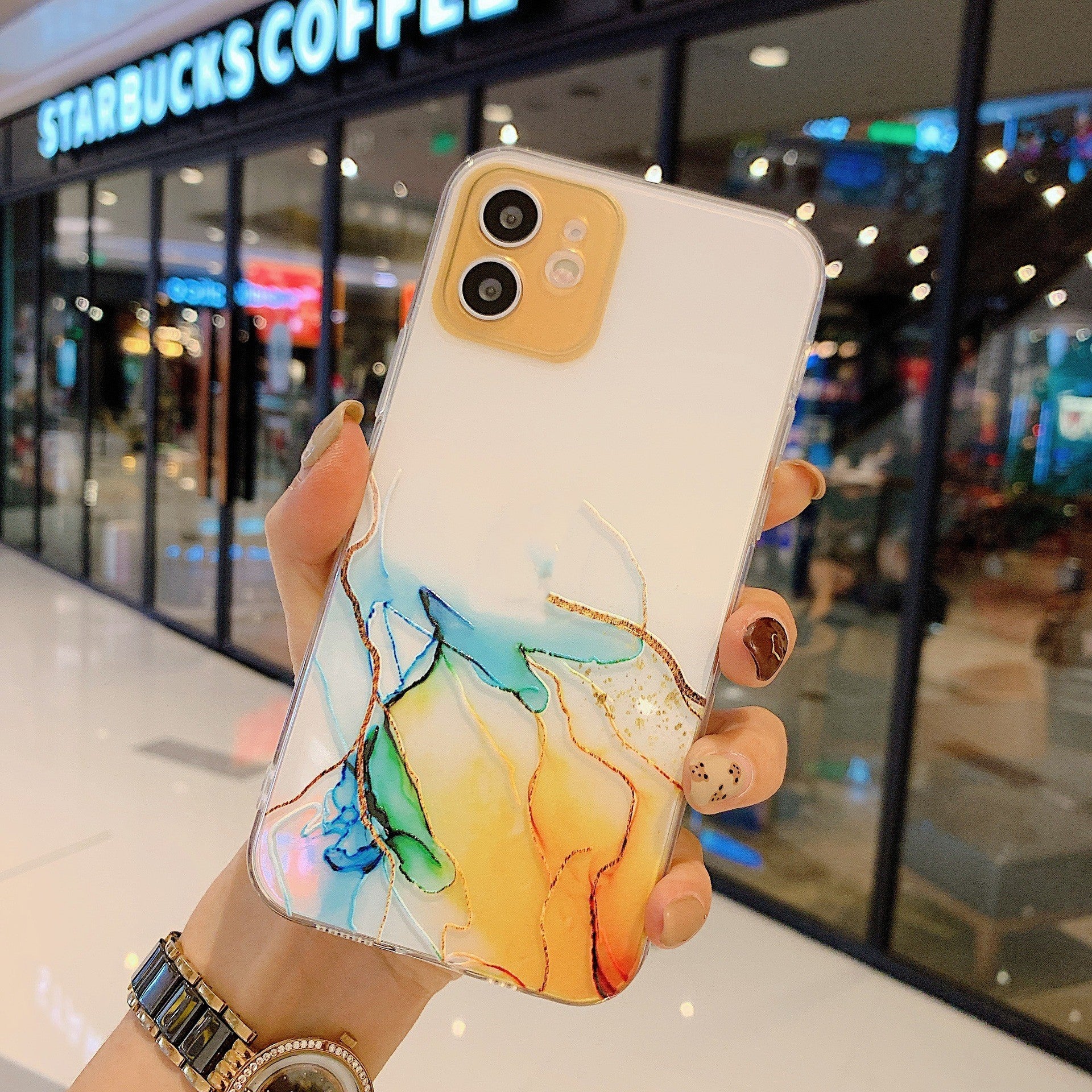 Fine Hole Hollow Marble Tpu Shell Transparent Soft Shell
