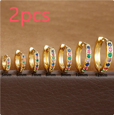 Trendy Circle Zircon Perforated Stud Earrings