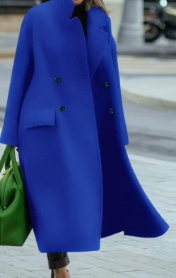 European And American Women's New Long Sleeved Large Woolen Overcoat