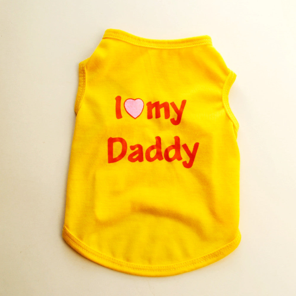 Pet Puppy Clothes Vest Classic Look Love Dad Love Mom