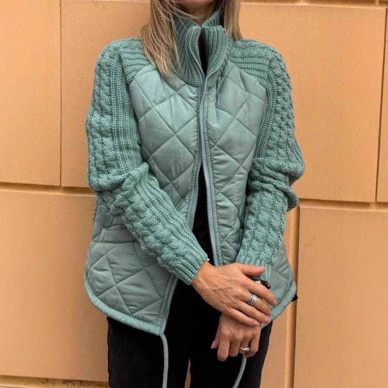 Fashion Cardigan Zipper Long Sleeve Stand Collar Women's Cotton Jacket
