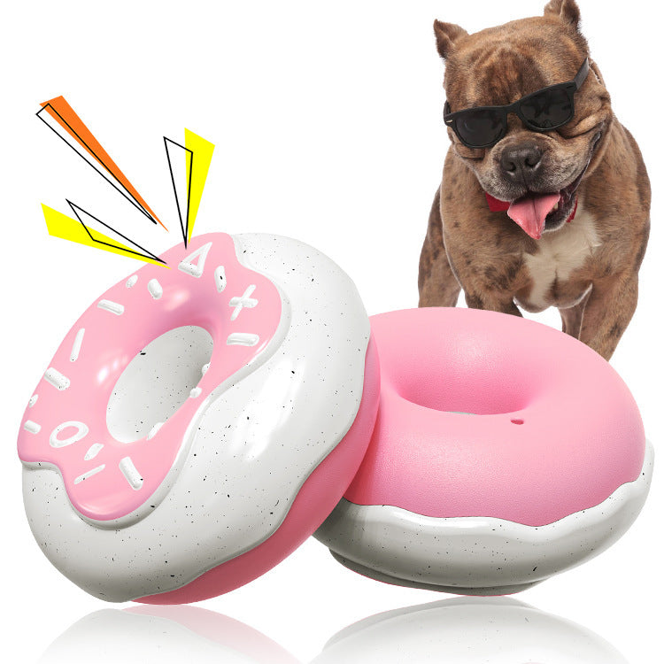 Molar Teeth Cleaning Sound Donut Dog Toy