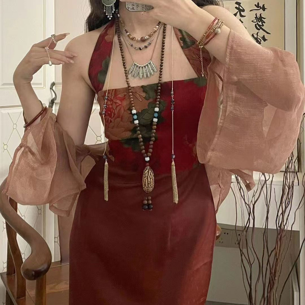 Retro Ethnic Sweater Chain Long Wooden Pendant