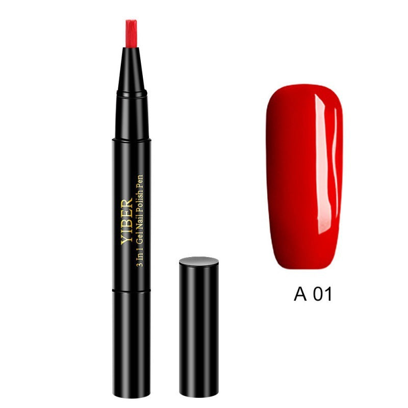 5pcs Nail Polish Pen 3 In 1 One Step Glue Pen Multicolor - EL CHEG