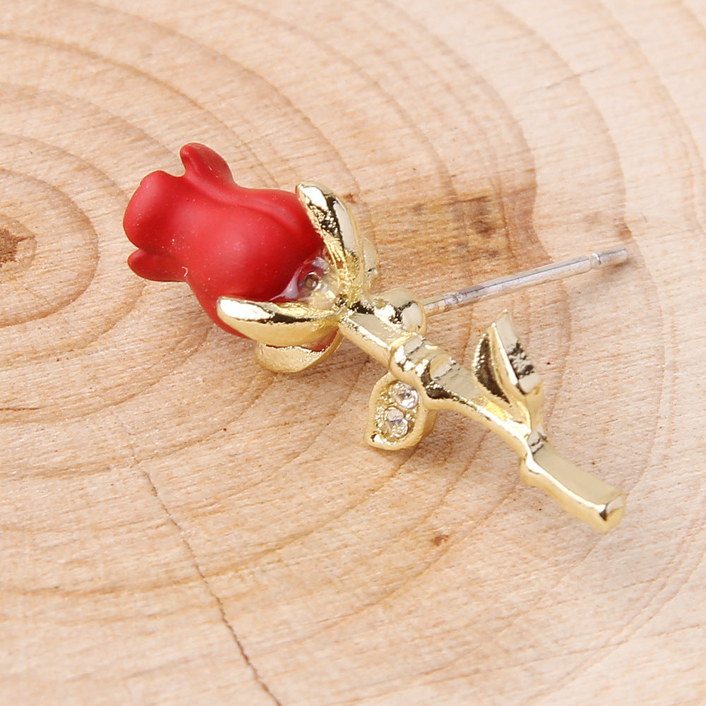 Fashion Three-dimensional Rose Earrings Personalized Flower Earrings