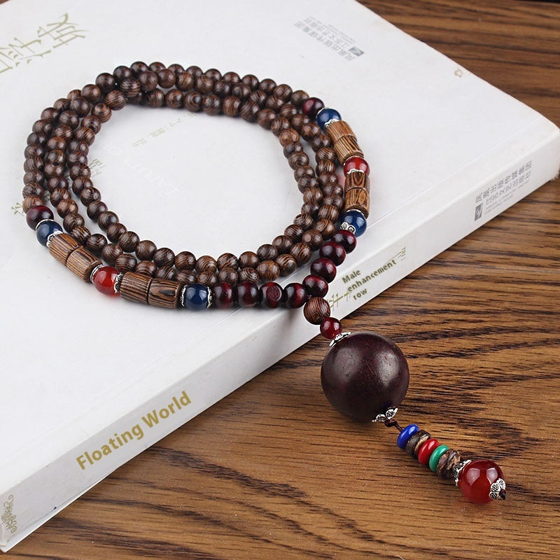 Men's And Women's Necklaces Retro Wooden Bead Sweater Chain Long Bodhi Pendant