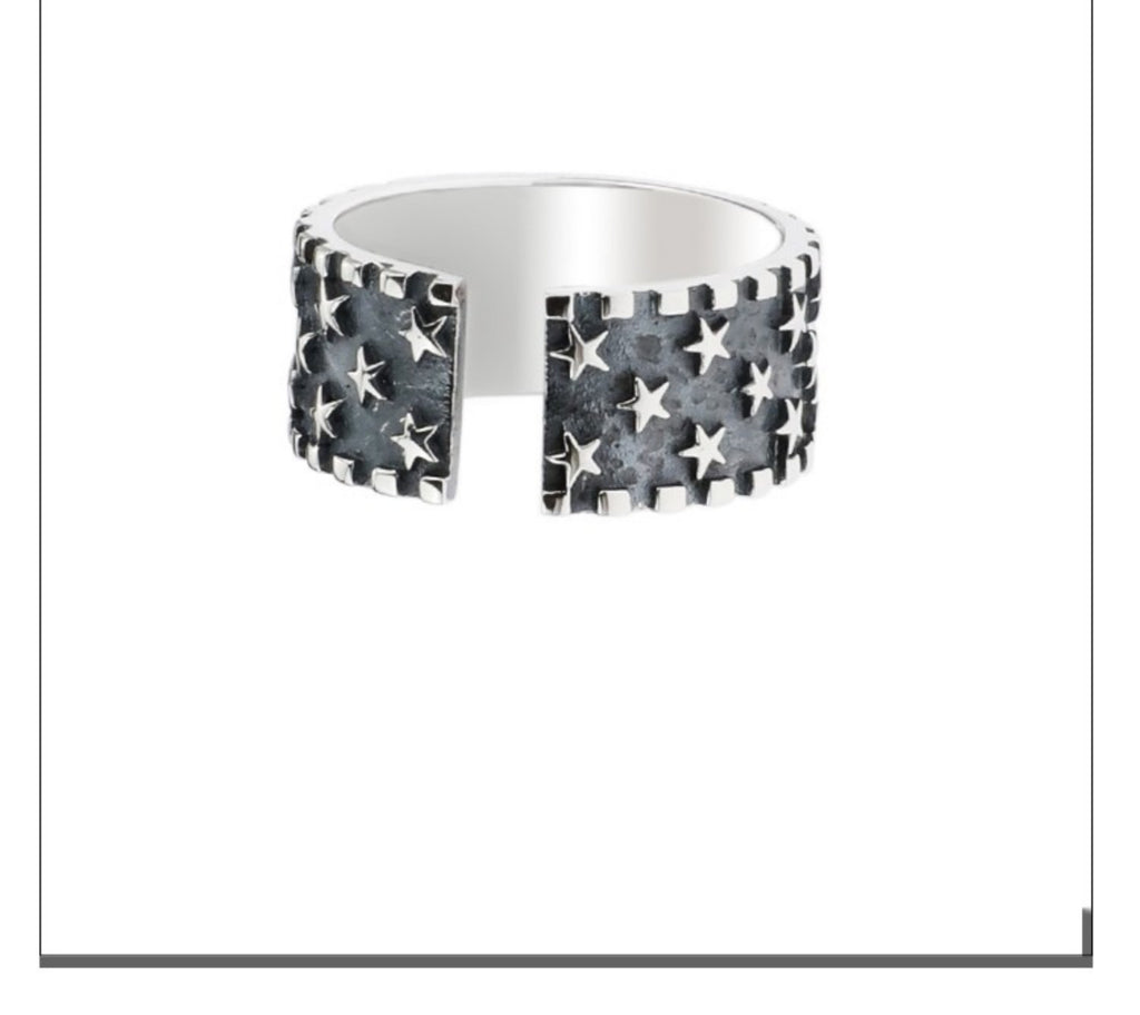 Pure Silver Multi Five Pointed Star Ring For Men And Women
