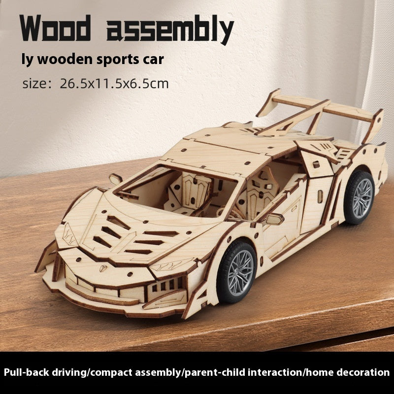 Wooden Assembled Toy Car Warrior Engineering Vehicle Fire Truck DIY Model