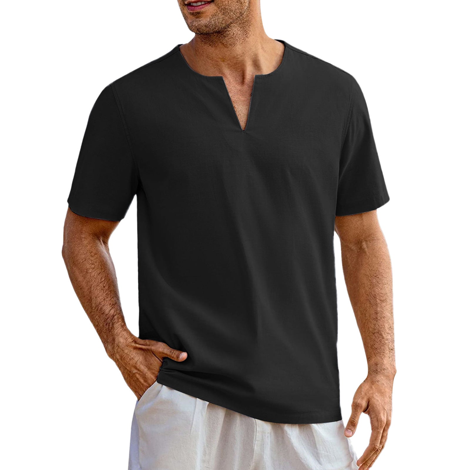 Men's Solid Color Short Sleeve Youth Popularity Casual