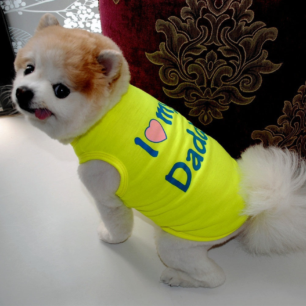 Pet Puppy Clothes Vest Classic Look Love Dad Love Mom