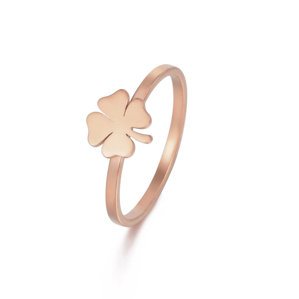 Women's Stainless Steel Lucky Four-leaf Clover Ring