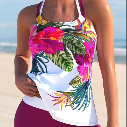 Ladies New Large Flower Split Women's Swimsuit