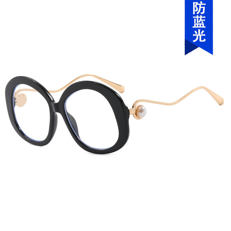 Plain Personality Vintage Pearl Anti-blue Light Glasses