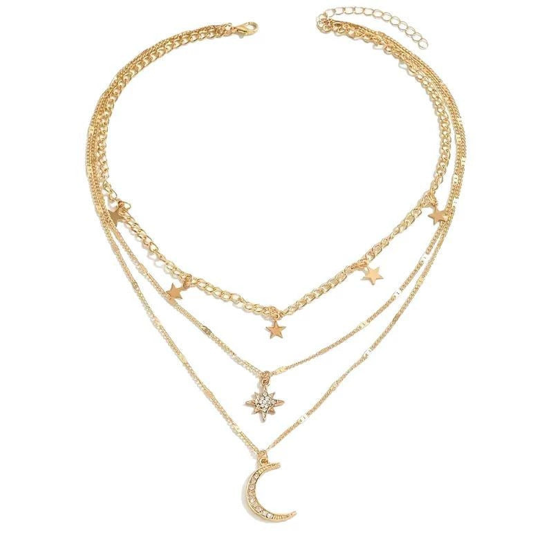 Multi-layer Sexy Crescent XINGX-shaped Necklace Women's Classic