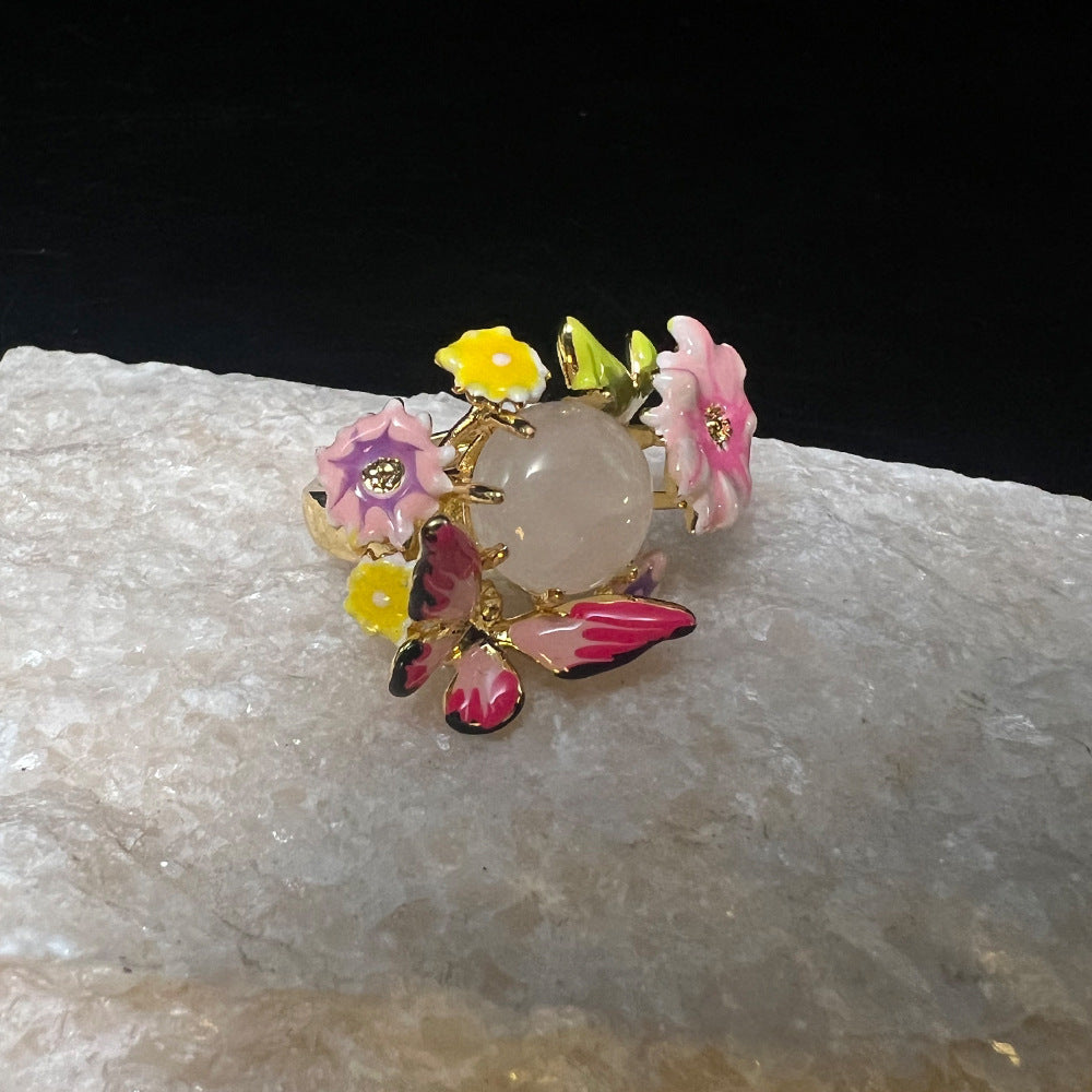 Oil Painting Series Enamel Open Ring