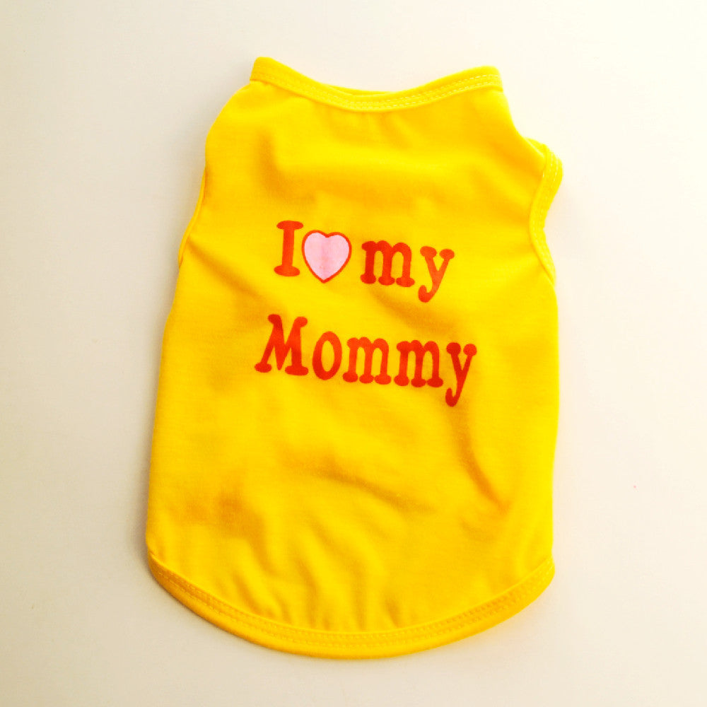 Pet Puppy Clothes Vest Classic Look Love Dad Love Mom
