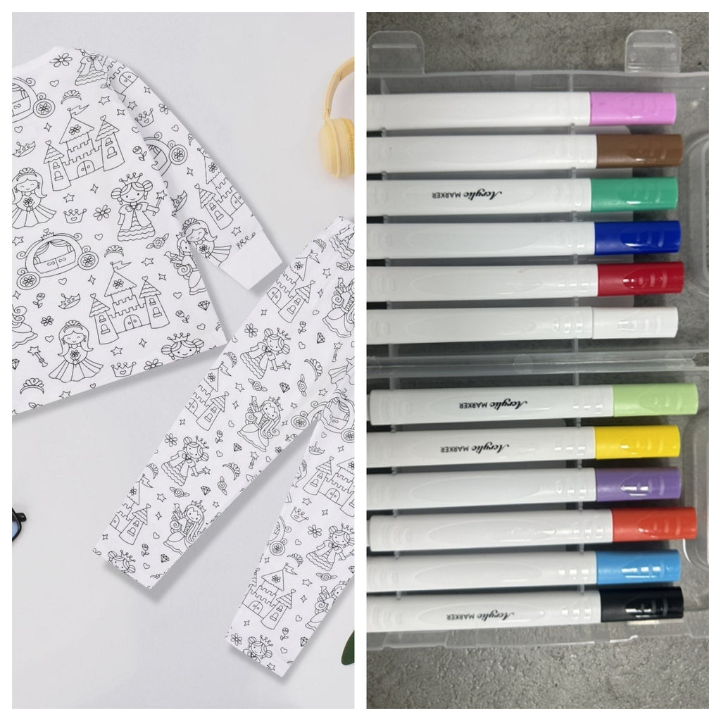 Girls Sketch Coloring Comfortable DIY Hand-painted Graffiti Suit