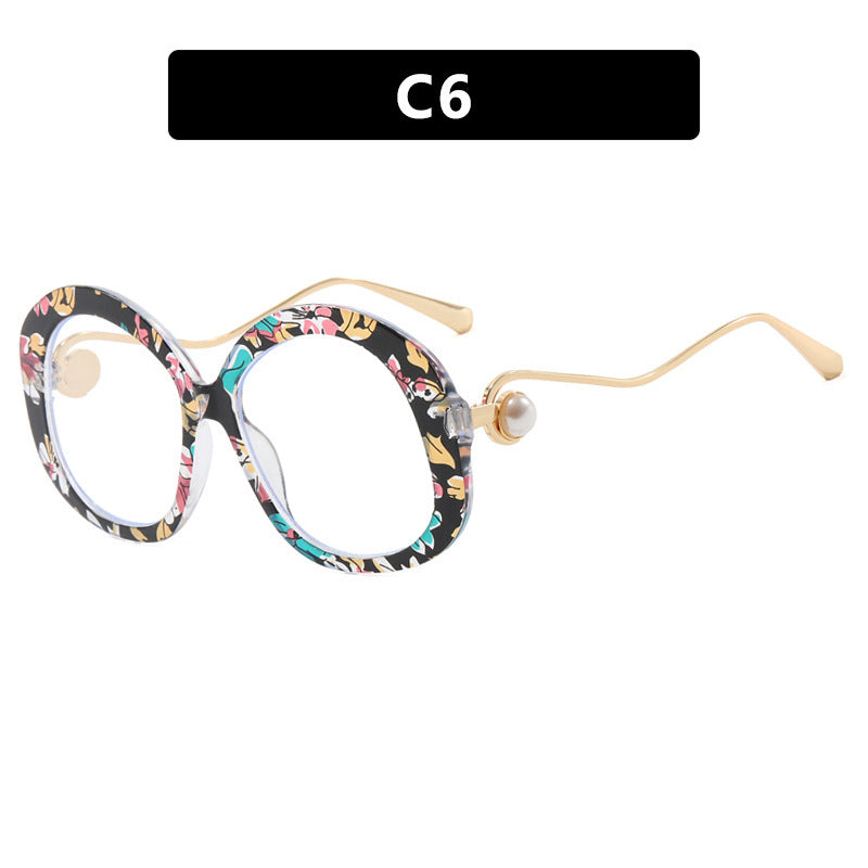 Plain Personality Vintage Pearl Anti-blue Light Glasses