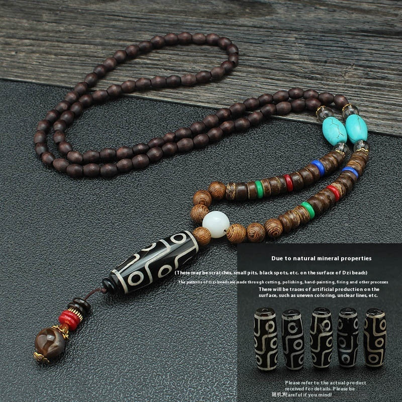 Men's And Women's Necklaces Retro Wooden Bead Sweater Chain Long Bodhi Pendant