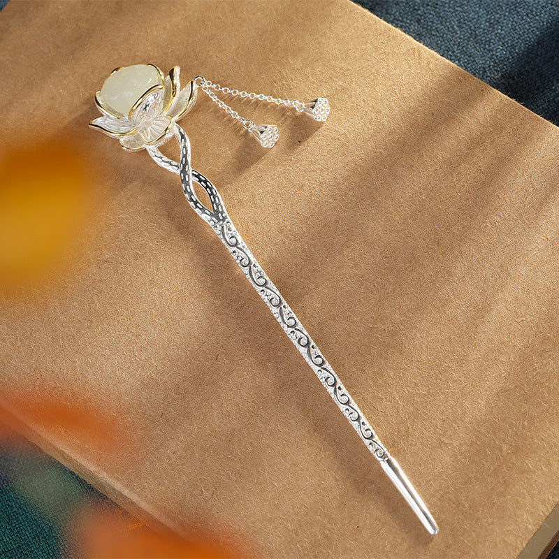 Women's Retro Anemone Eardrops Hairpin Necklace