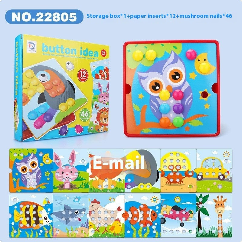 Children's Button Puzzle Mushroom Nail Early Education Perception Educational Toys.