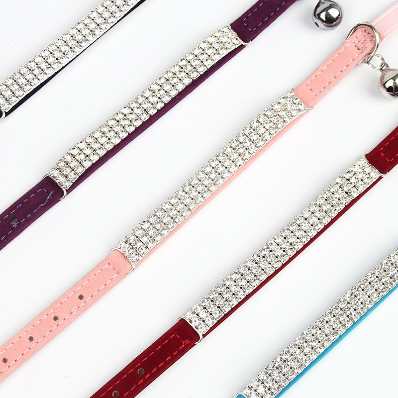Pet Supplies Rhinestone Suede Cat Collar