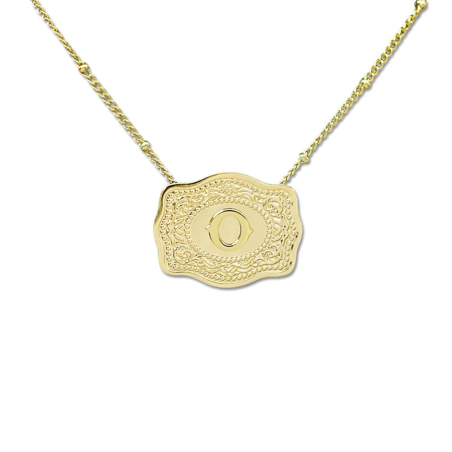 Gold-plated Embossed Slim Chain Adjustable Necklace