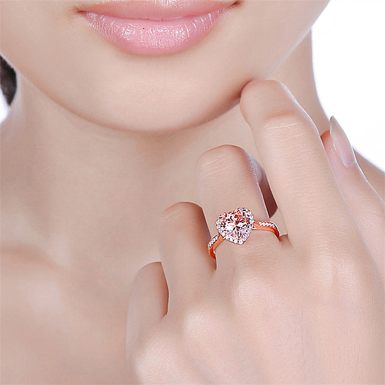 Love Plated 18K Gold Orange Diamond Heart Shaped Ring