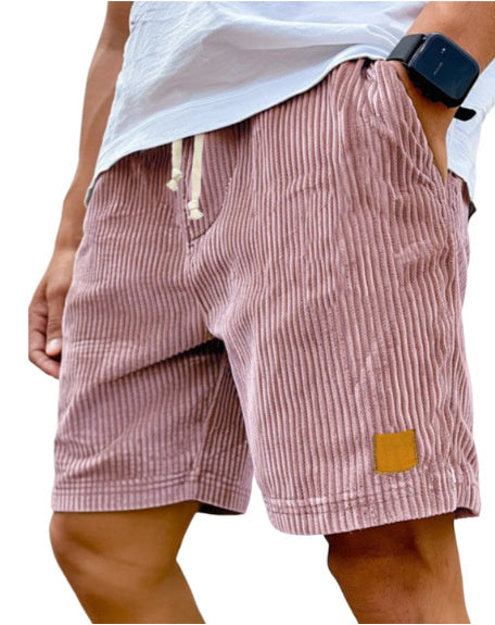 Vintage Embroidered Corduroy Fashion Lace-up Casual Shorts