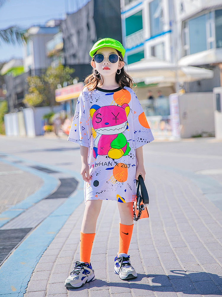 Summer Children's Mid-length Cotton Print Trendy Top