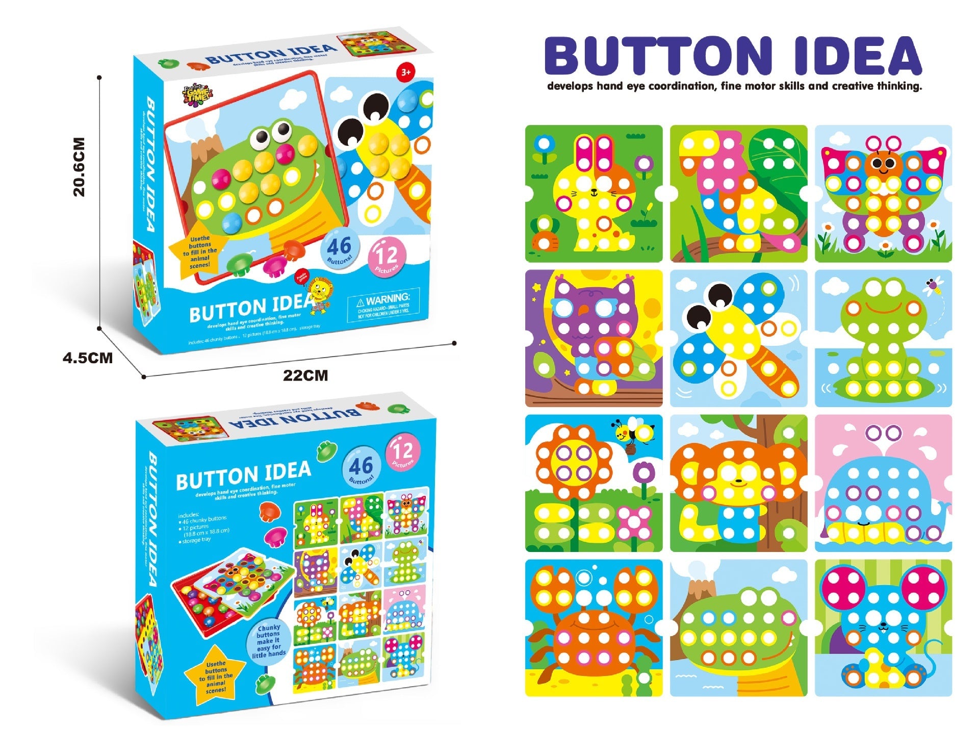 Children's Button Puzzle Mushroom Nail Early Education Perception Educational Toys.