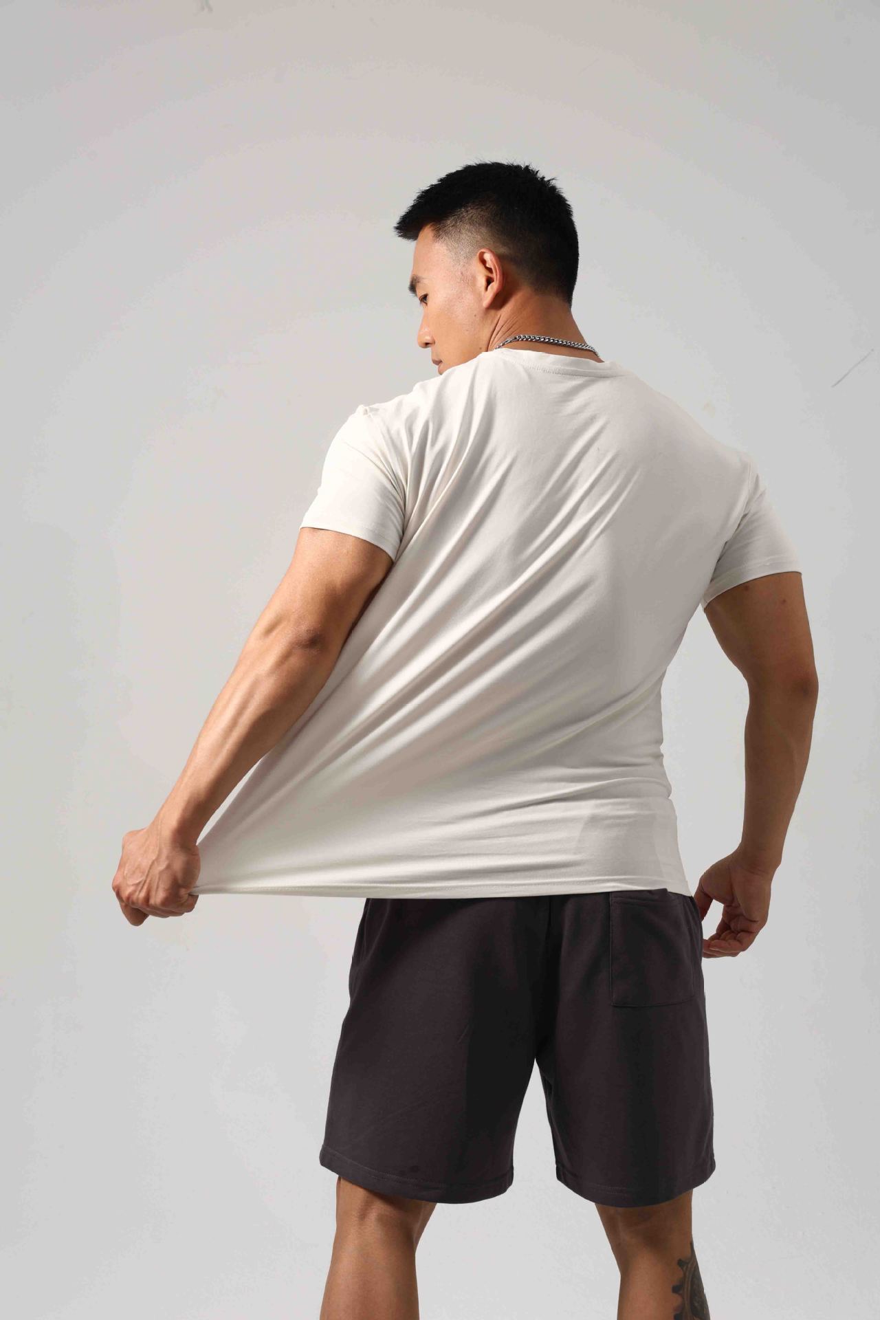 Men's Short Sleeve New Small Neckline Show Muscle Sports Fitness Short Sleeve