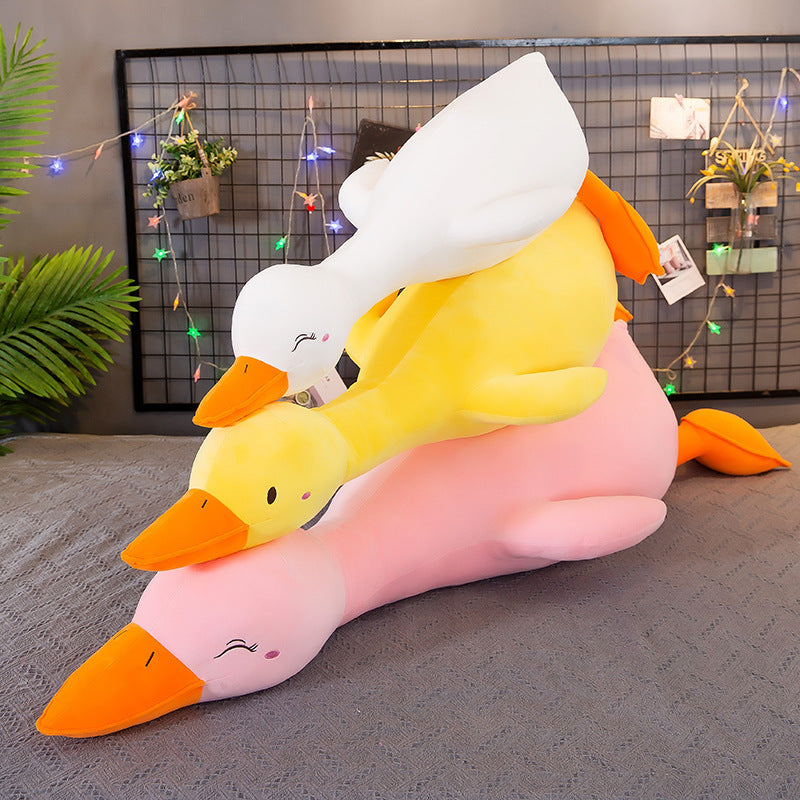 Lying Style Sand Carving Plush Duck Toy.