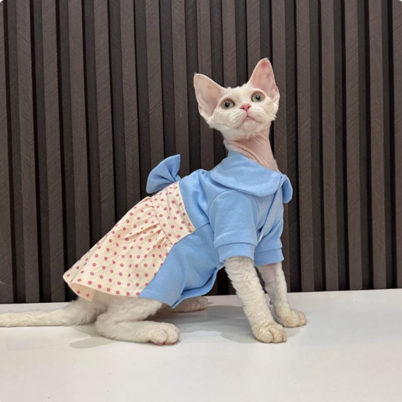Hairless Cat Polka Dot Bow Skirt
