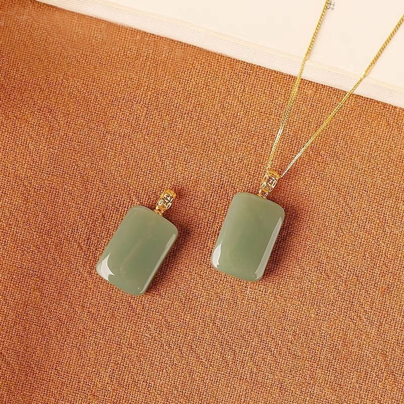 Hotian Jade Pendant High-grade Temperament Titanium Steel All-match Clavicle Chain Female
