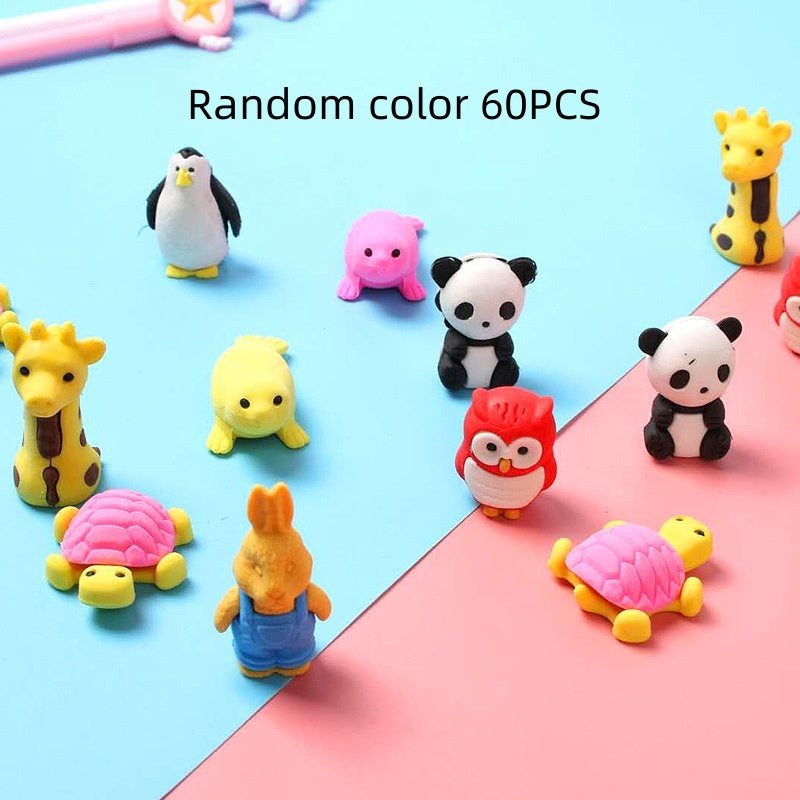 Elementary School Student Three-dimensional Animal Cartoon Cute Stationery Modeling Ordinary Child Eraser.