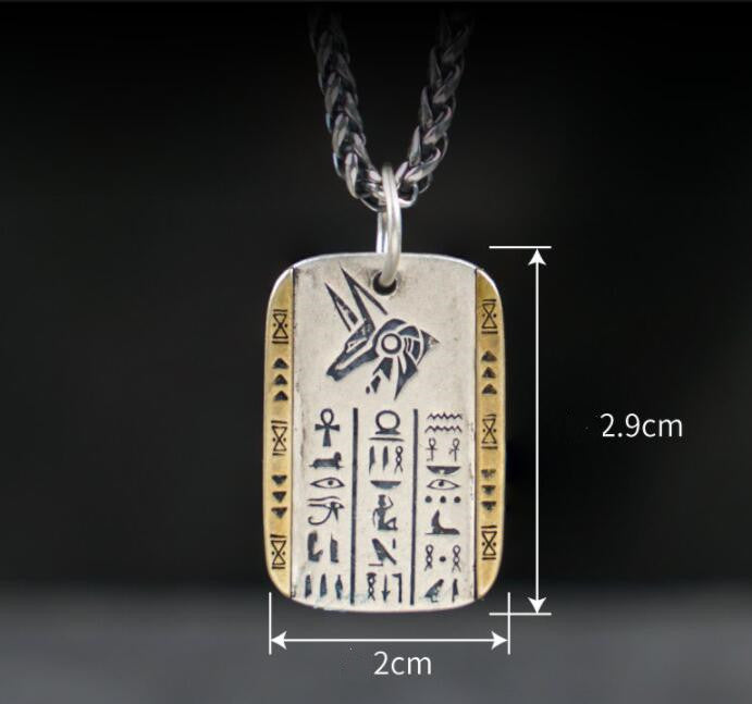 Grim Reaper Anubis Silver Inlaid Copper Vintage Silver Necklace