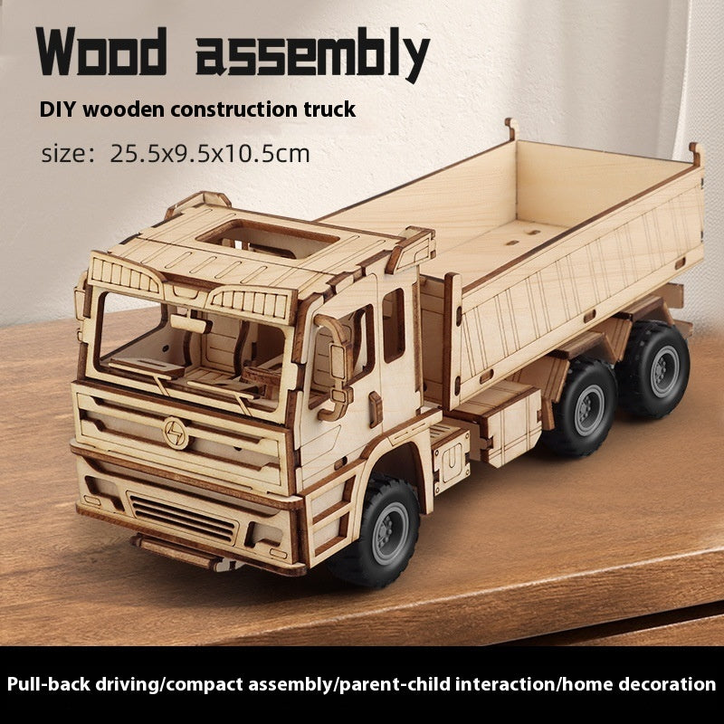 Wooden Assembled Toy Car Warrior Engineering Vehicle Fire Truck DIY Model