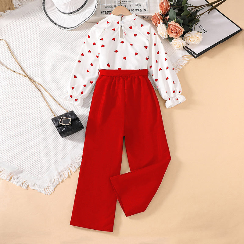Spring Girls' Long Sleeve Blouse And Pants