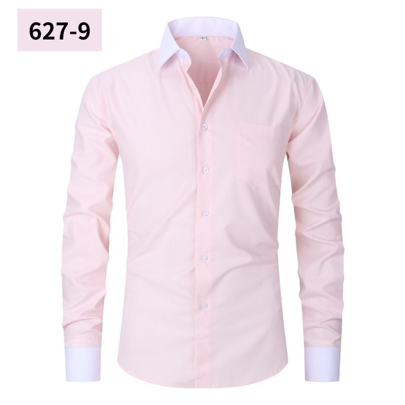 Plus Size Men's Casual American-style Long-sleeved Striped Shirt
