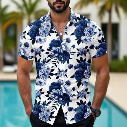 Hawaiian Tropical Floral 3d Printed Casual Men's Short Sleeve Shirt