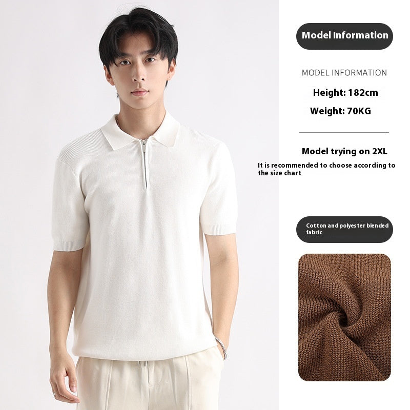 Men's Knitted Short-sleeved Ice Silk Polo Shirt