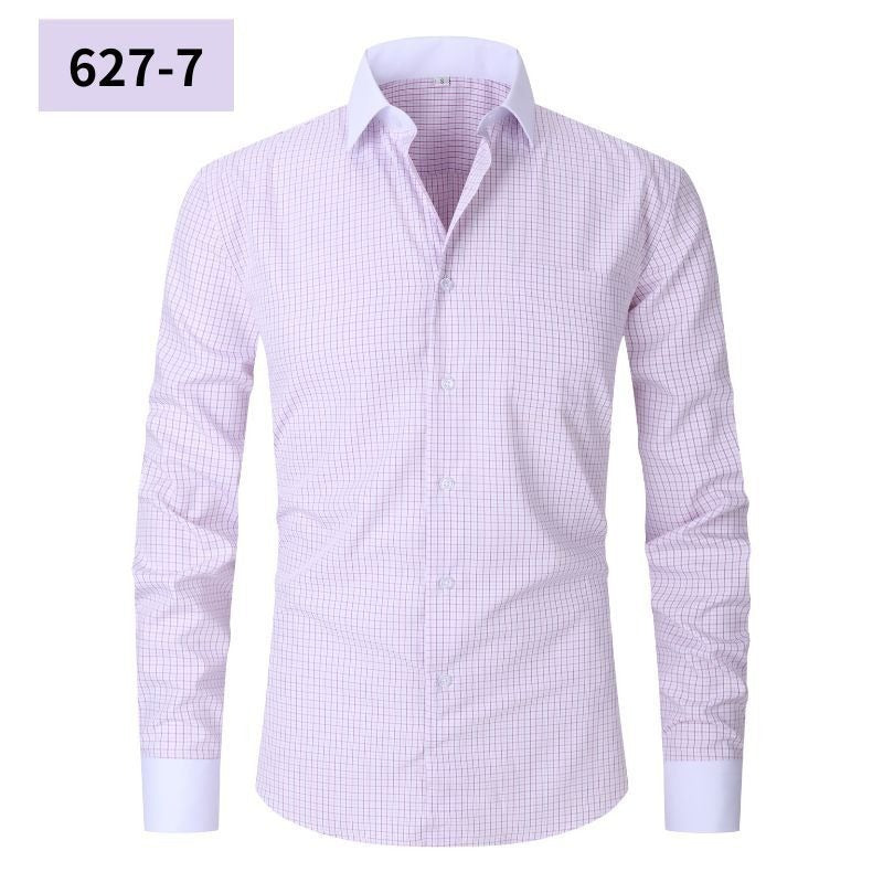 Plus Size Men's Casual American-style Long-sleeved Striped Shirt
